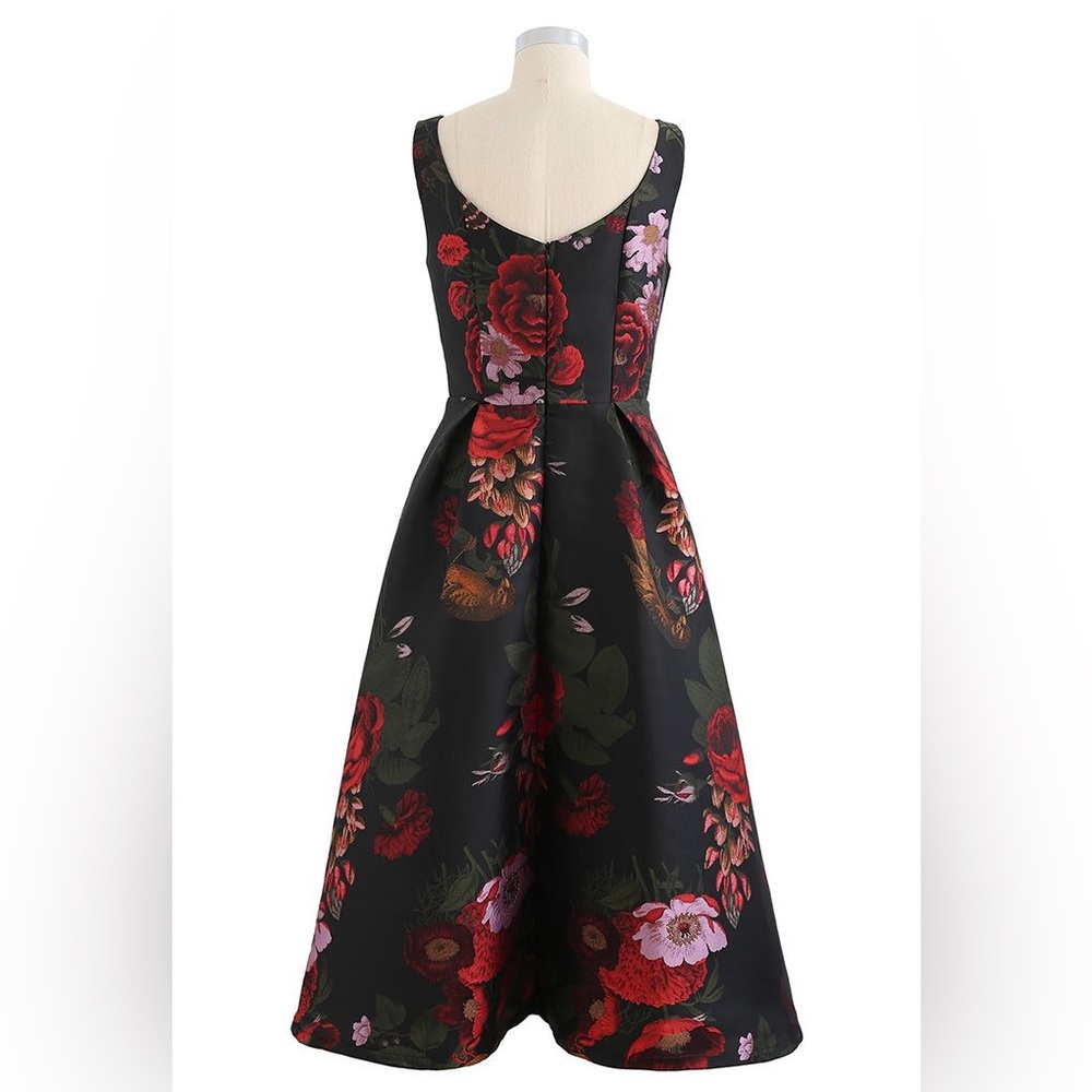 NWT CHICWISH GORGEOUS ROSE JACQUARD SLEEVELESS MIDI DRESS - Picture 4 of 13